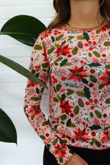 MESH TOP - X-MAS FLOWERS ROSE