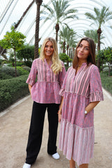 ELLIE-BLOUSE - BROWN PINK MIX