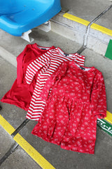 ALMA-LS-BABYDOLL-DRESS (KIDS) - RED CREME STRIPE