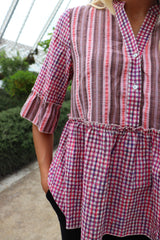 ELLIE-BLOUSE - BROWN PINK MIX