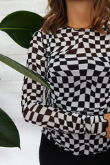 MESH TOP - SQUIZZY CHECKS BLACK