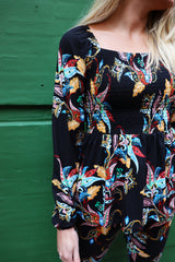 ALMA-LS-SMOCK-TOP - BLACK MULTICOLOR PAISLEY