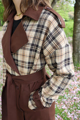 DANNI-TRENCHCOAT - CHOCOLATE CHECK