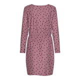 ALMA-LS-STRAIGHT-DRESS - DARK ROSE DOT