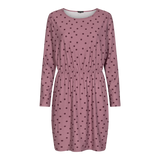 ALMA-LS-STRAIGHT-DRESS - DARK ROSE DOT