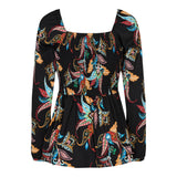 ALMA-LS-SMOCK-TOP - BLACK MULTICOLOR PAISLEY