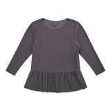 ALMA-LS-FRILL-TSHIRT (KIDS) - DARK GRAY