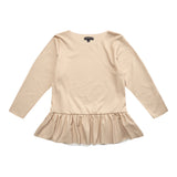 ALMA-LS-FRILL-TSHIRT (KIDS) - DARK SAND