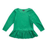 ALMA-LS-FRILL-TSHIRT (KIDS) - GRASS GREEN