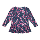 ALMA-LS-FRILL-TSHIRT (KIDS) - NAVY PINK FLOWER