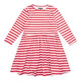 ALMA-LS-BABYDOLL-DRESS (KIDS) - RED CREME STRIPE
