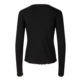 NATALIA LS ROUND NECK BLOUSE - BLACK