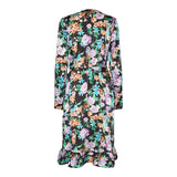 SOL LS WRAP DRESS - BLACK LAVENDER FLOWER