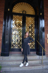 NUNO-LS-FRILL-DRESS - BLACK