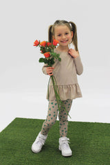 ALMA-LS-FRILL-TSHIRT (KIDS) - DARK SAND