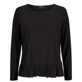 ALMA LS FRILL T-SHIRT - BLACK