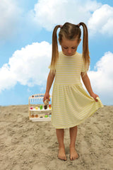 NATALIA-SS-DRESS-KIDS - YELLOW CREME STRIPE