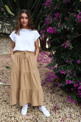 A-LINE LONG SKIRT - BROWN