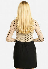 MESH LS TSHIRT, FLOCK - IVORY HEART