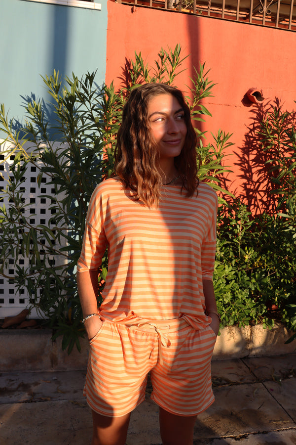ALMA-TSHIRT - ORANGE PEACH STRIPE