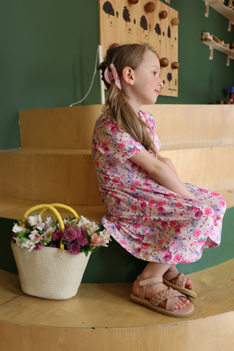 ALMA-SS-BABYDOLL-DRESS (KIDS) - ROMANTIC FLOWERS