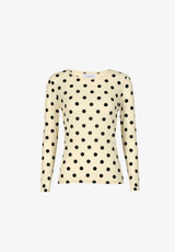 MESH LS TSHIRT, FLOCK - IVORY BIG DOT