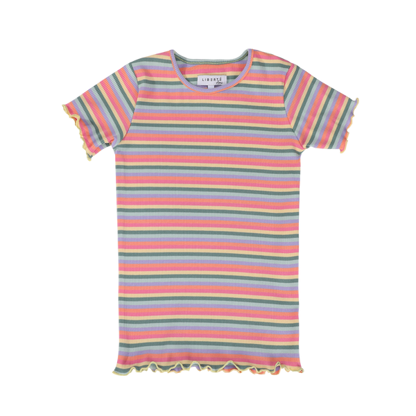 NATALIA-SS-BLOUSE-KIDS - MULTI ORANGE PINK STRIPE