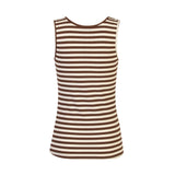 NATALIA TANK TOP - BROWN CREME STRIPE