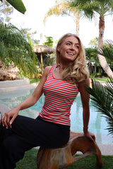 NATALIA TANK TOP - LOBSTER RED CREME STRIPE