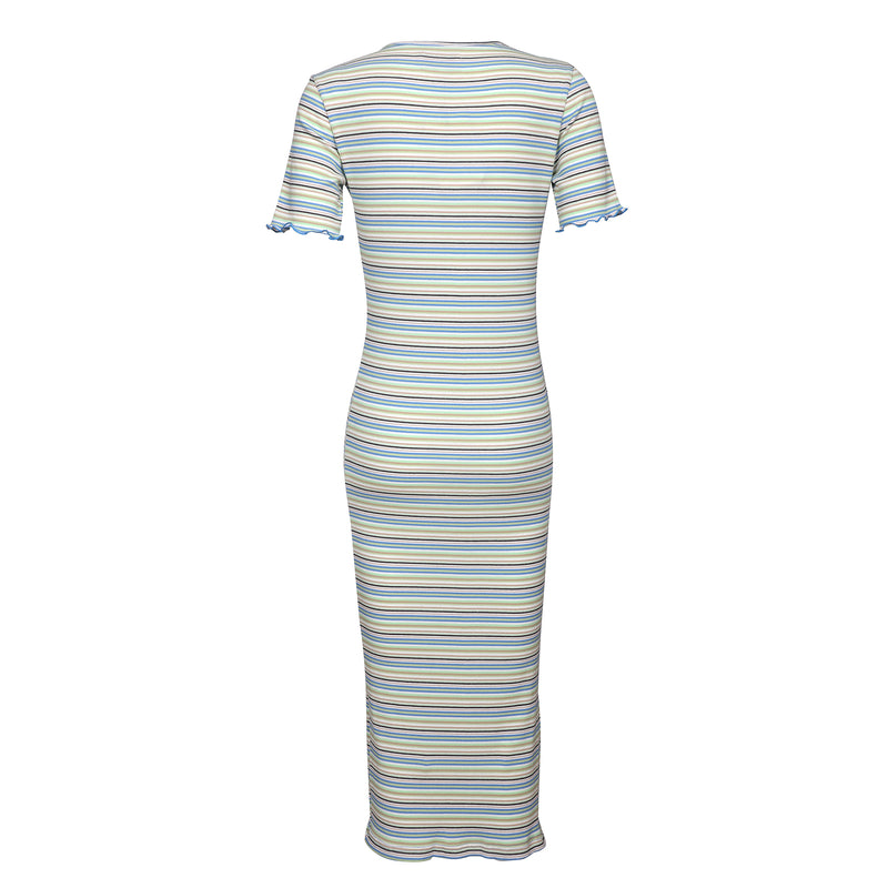 NATALIA-SS-DRESS - BLUE MINT SAND STRIPE