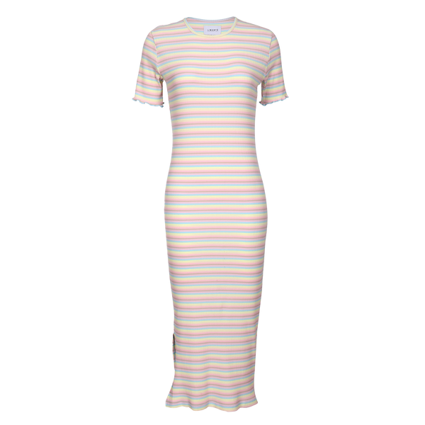 NATALIA-SS-DRESS - DUSTY MULTICOLOR STRIPE