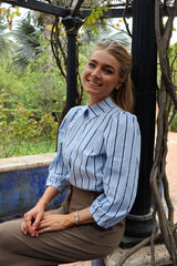 FLORA-BLOUSE - LIGHT BLUE BLUE STRIPE