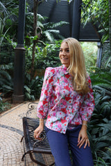 FLORA-BLOUSE - PAINTED PINK FLOWER