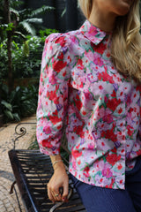 FLORA-BLOUSE - PAINTED PINK FLOWER