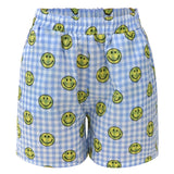 SARA SHORTS - BLUE CHECK SMILEY