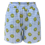 SARA SHORTS - BLUE CHECK SMILEY