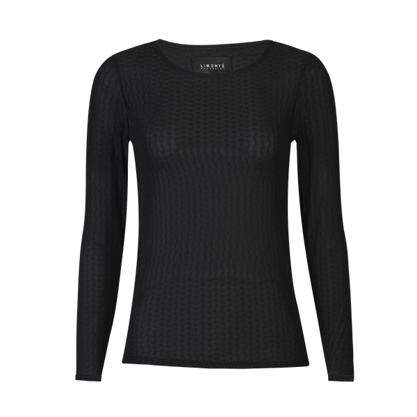 ISA LS LACE BLOUSE - BLACK WAVY LINES