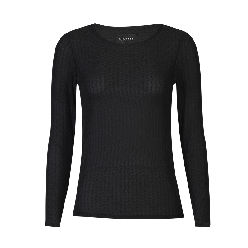 ISA LS LACE BLOUSE - BLACK WAVY LINES
