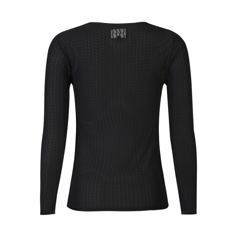 ISA LS LACE BLOUSE - BLACK WAVY LINES