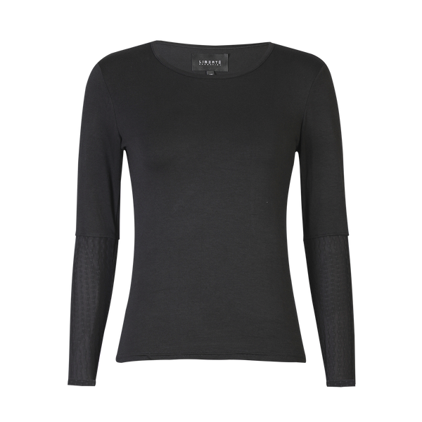 ISA LS LACE SLEEVE BLOUSE - BLACK WAVY LINES