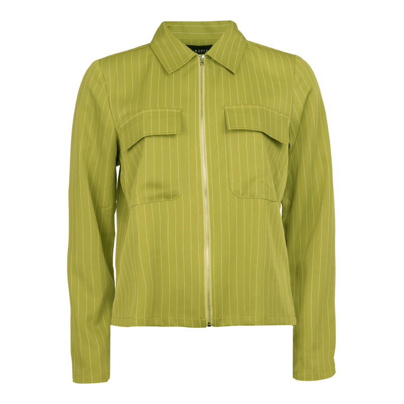 SINI SHIRT JACKET - LIME PIN STRIPE