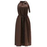 OTELIA DRESS - DARK BROWN