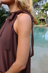 OTELIA DRESS - DARK BROWN