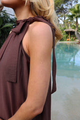 OTELIA DRESS - DARK BROWN