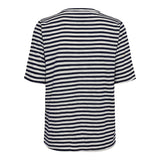 ULLA-SS-VNECK-STRIPE-TSHIRT - NAVY WHITE STRIPE