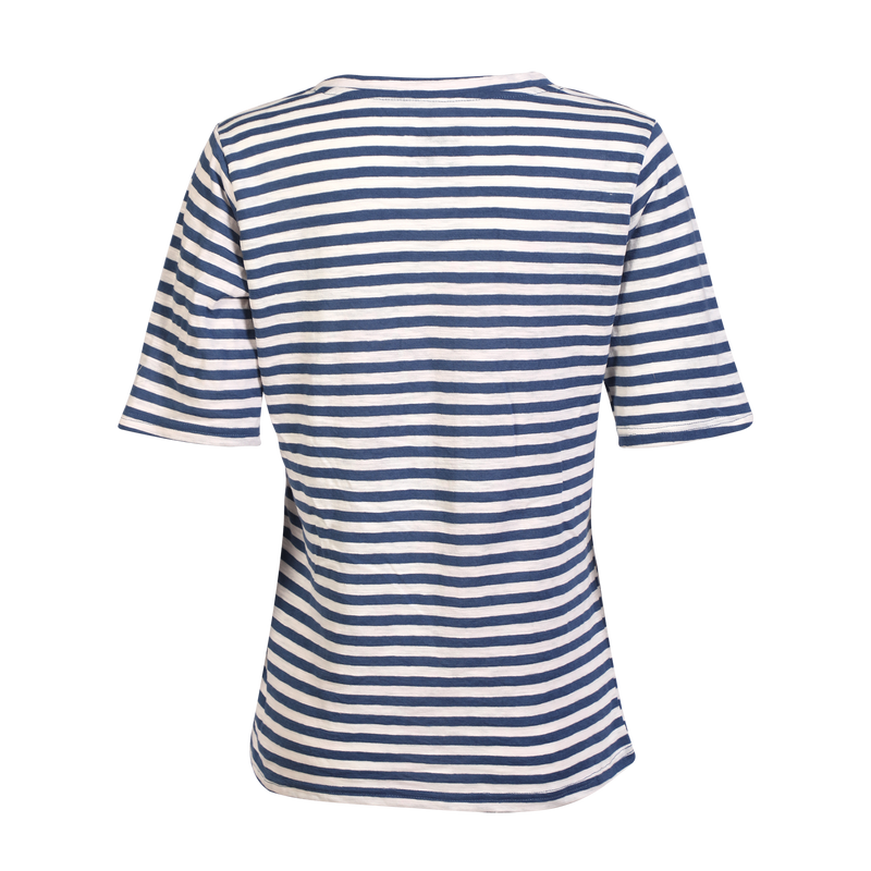 ULLA-SS-VNECK-STRIPE-TSHIRT - DENIM BLUE WHITE STRIPE
