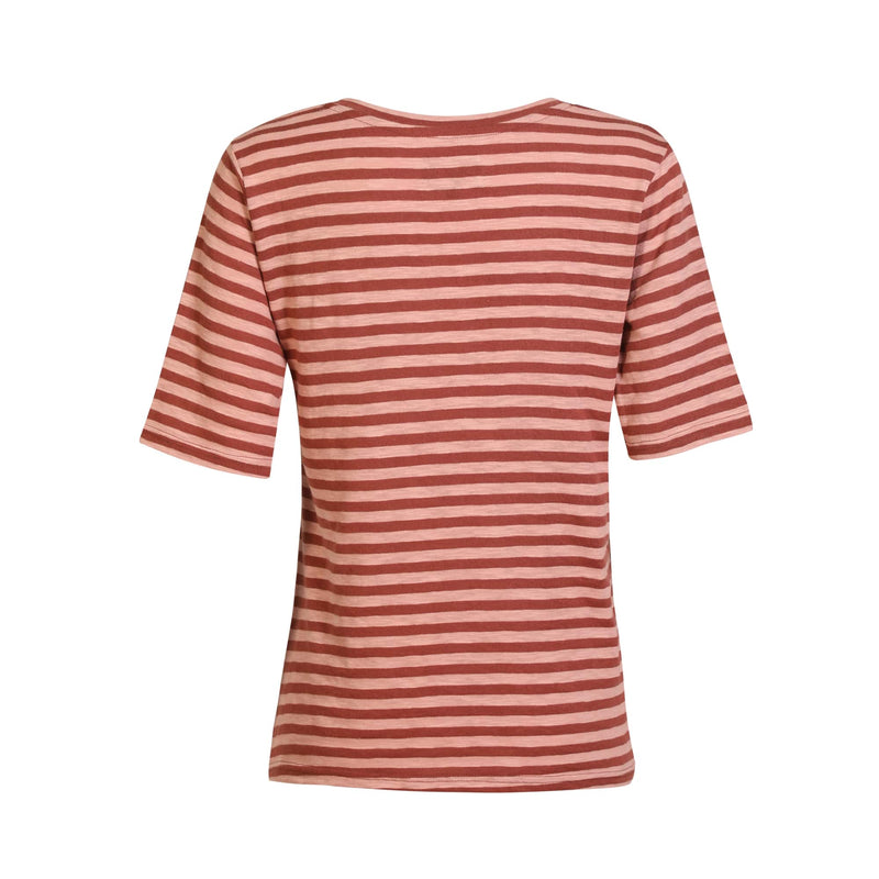 ULLA-SS-VNECK-STRIPE-TSHIRT - ROSE DARK ROSE STRIPE