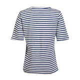 ULLA-SS-VNECK-STRIPE-TSHIRT - DENIM BLUE WHITE STRIPE