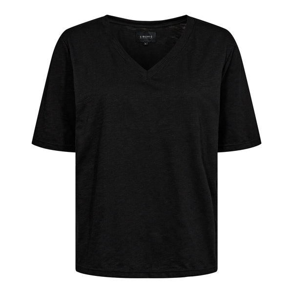 ULLA-SS-VNECK-TSHIRT - BLACK