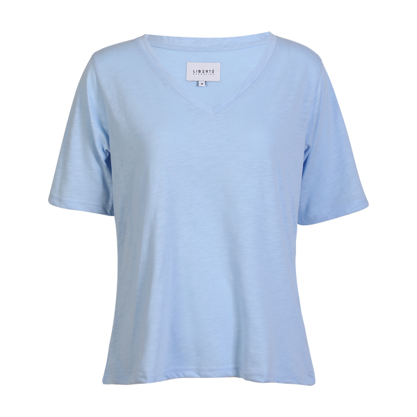 ULLA-SS-VNECK-TSHIRT - BABY BLUE